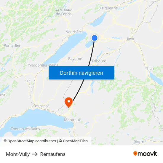 Mont-Vully to Remaufens map