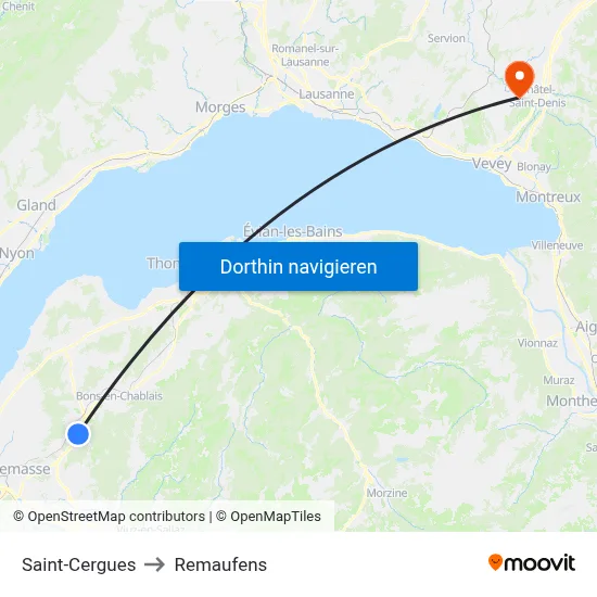 Saint-Cergues to Remaufens map