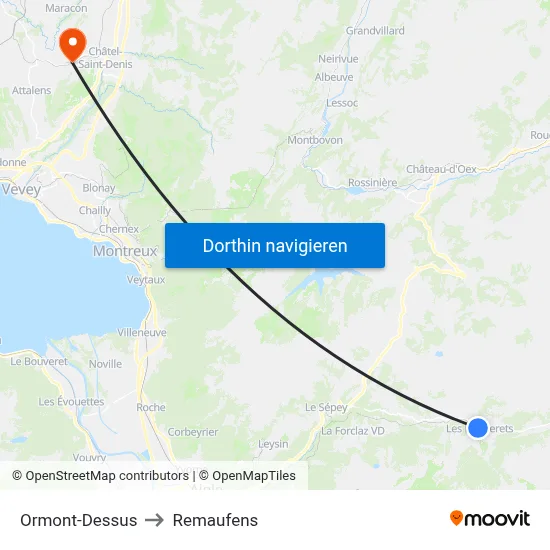 Ormont-Dessus to Remaufens map