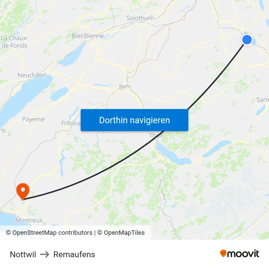Nottwil to Remaufens map
