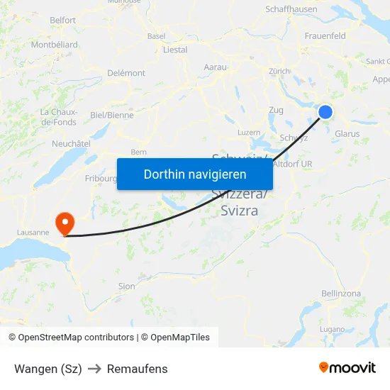 Wangen (Sz) to Remaufens map