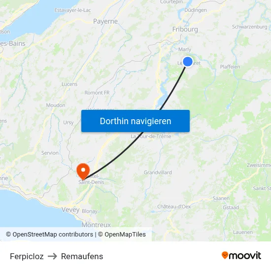 Ferpicloz to Remaufens map
