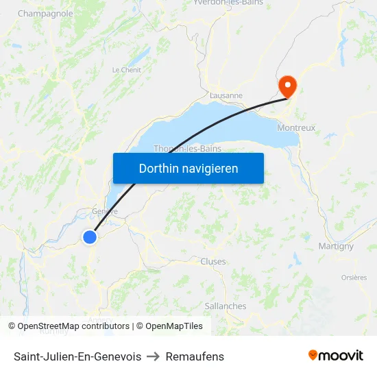 Saint-Julien-En-Genevois to Remaufens map