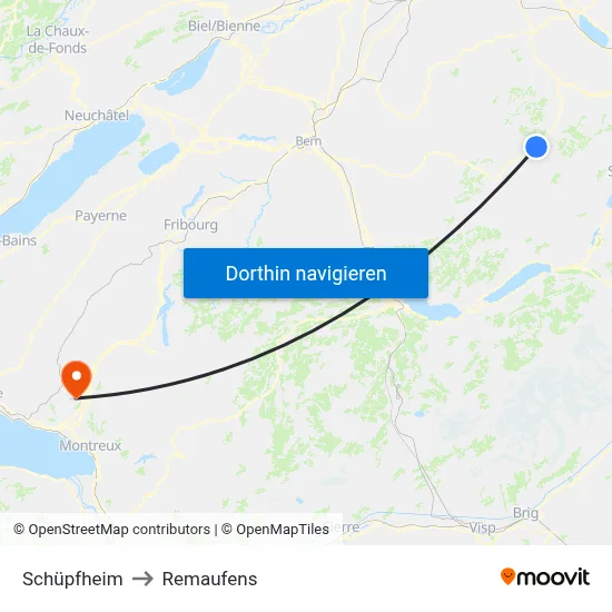 Schüpfheim to Remaufens map