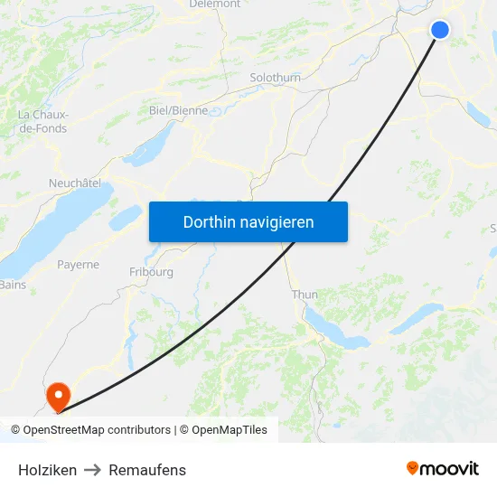 Holziken to Remaufens map