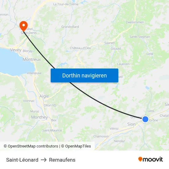 Saint-Léonard to Remaufens map