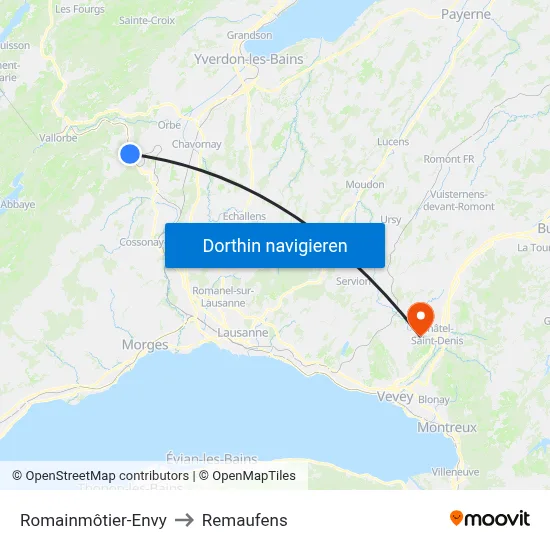 Romainmôtier-Envy to Remaufens map