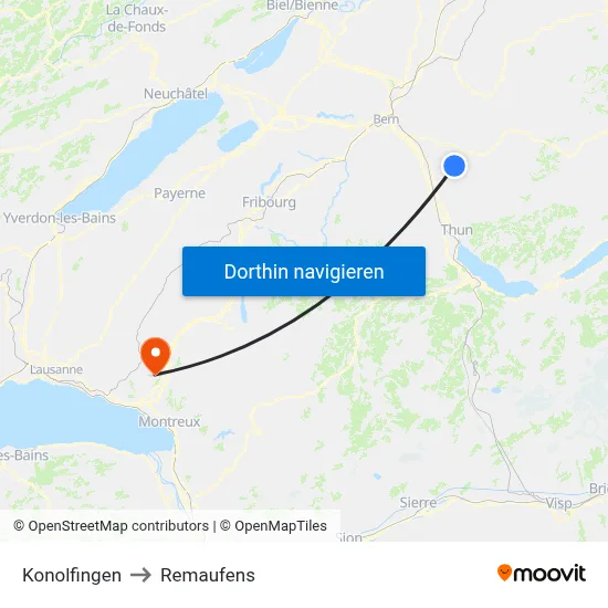 Konolfingen to Remaufens map