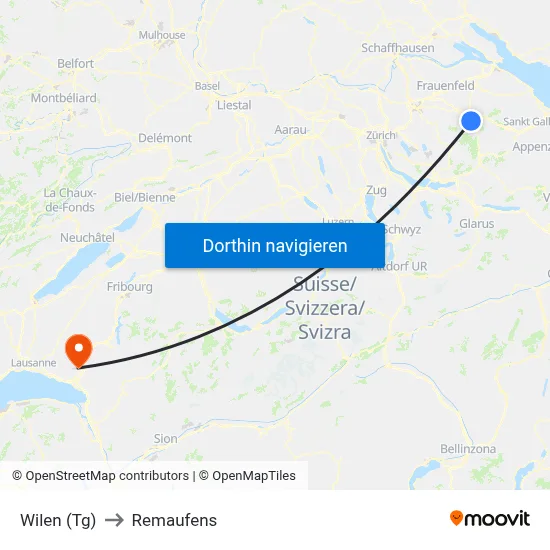Wilen (Tg) to Remaufens map