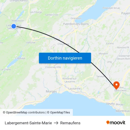 Labergement-Sainte-Marie to Remaufens map