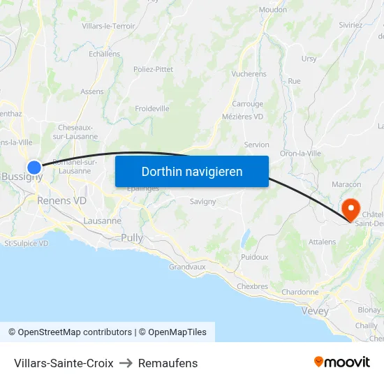 Villars-Sainte-Croix to Remaufens map