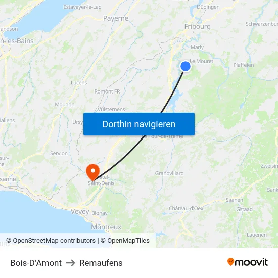 Bois-D’Amont to Remaufens map