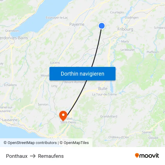 Ponthaux to Remaufens map