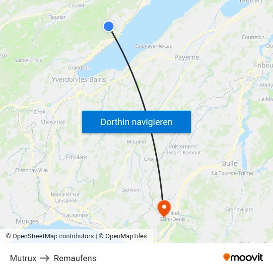 Mutrux to Remaufens map