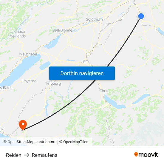 Reiden to Remaufens map