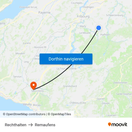 Rechthalten to Remaufens map