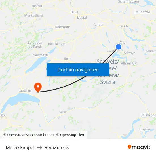 Meierskappel to Remaufens map