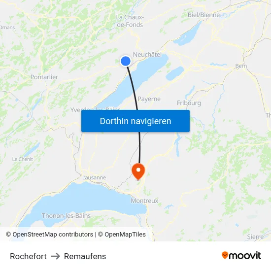 Rochefort to Remaufens map