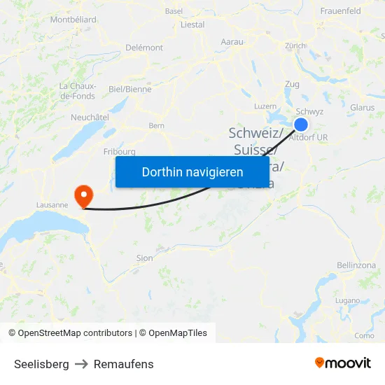 Seelisberg to Remaufens map