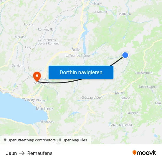 Jaun to Remaufens map