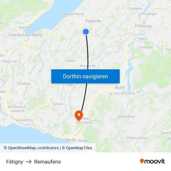 Fétigny to Remaufens map
