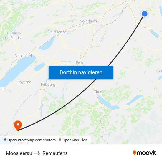 Moosleerau to Remaufens map