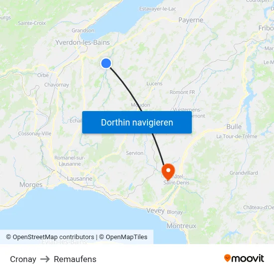 Cronay to Remaufens map