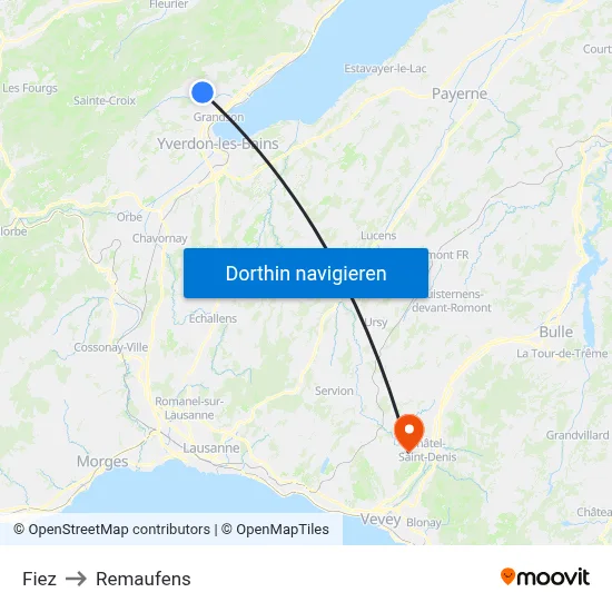 Fiez to Remaufens map