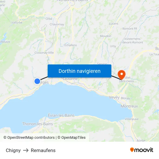 Chigny to Remaufens map