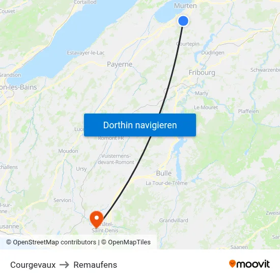 Courgevaux to Remaufens map