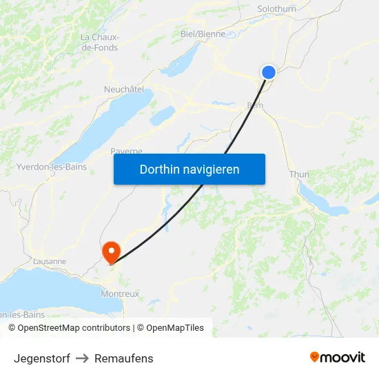 Jegenstorf to Remaufens map