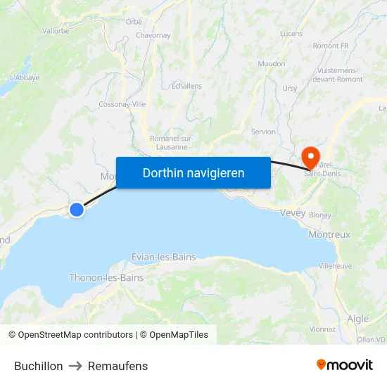 Buchillon to Remaufens map