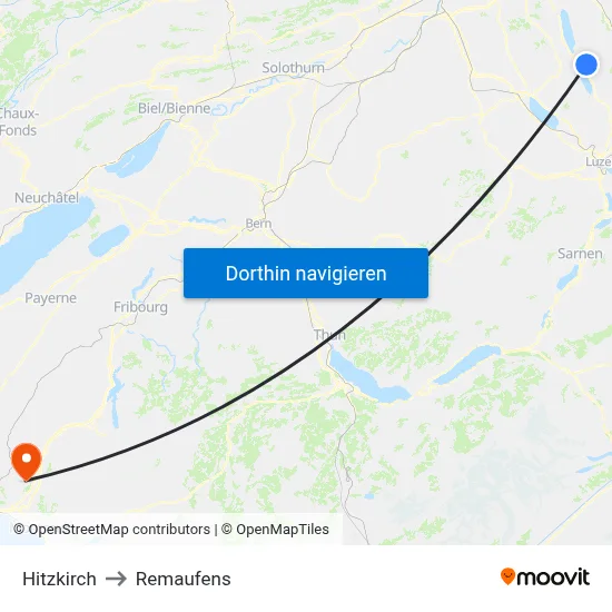 Hitzkirch to Remaufens map