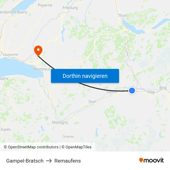 Gampel-Bratsch to Remaufens map