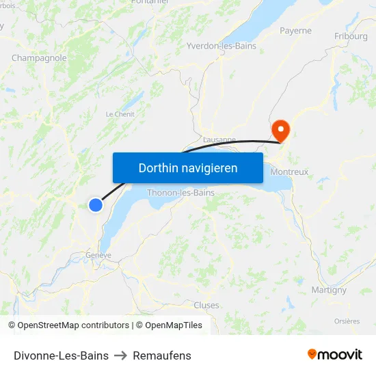 Divonne-Les-Bains to Remaufens map