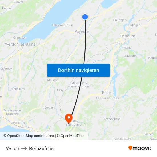 Vallon to Remaufens map