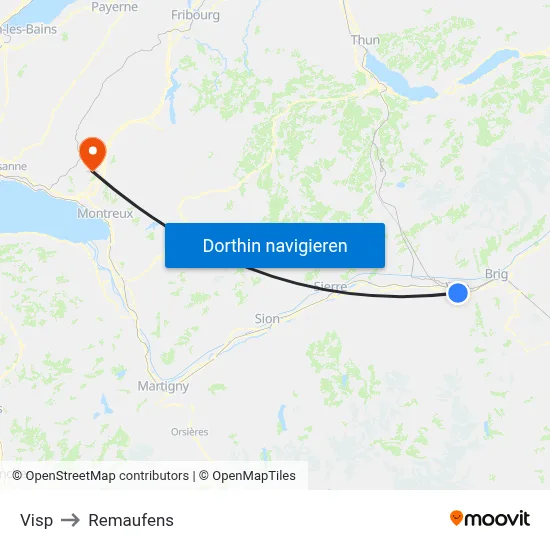 Visp to Remaufens map