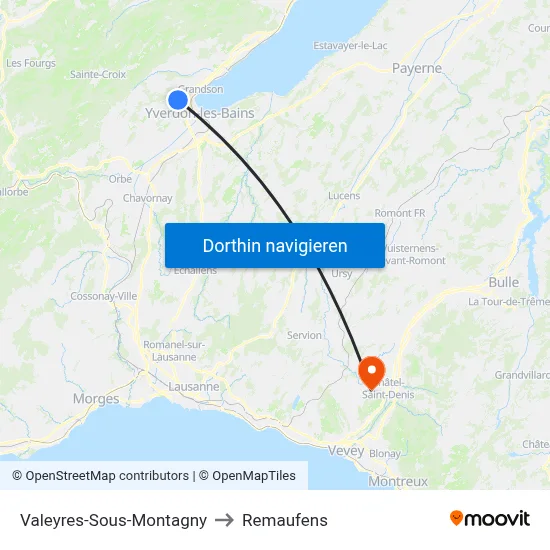 Valeyres-Sous-Montagny to Remaufens map