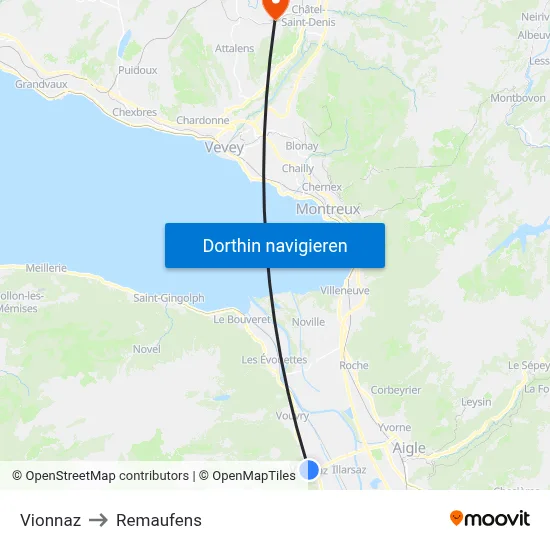 Vionnaz to Remaufens map