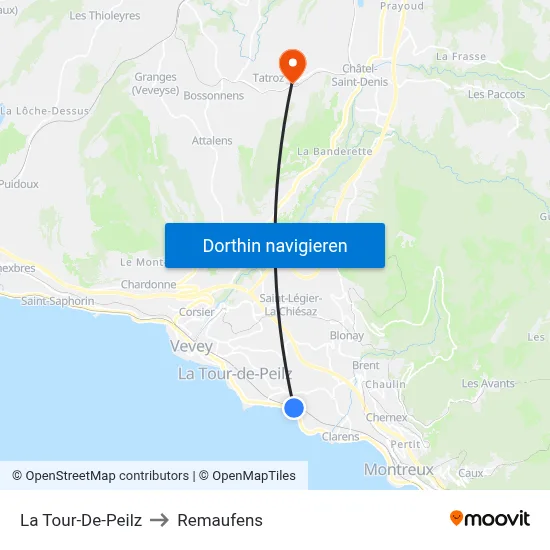 La Tour-De-Peilz to Remaufens map