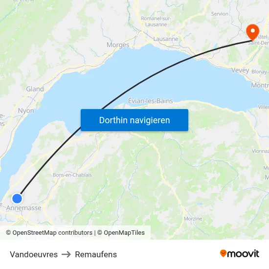 Vandoeuvres to Remaufens map