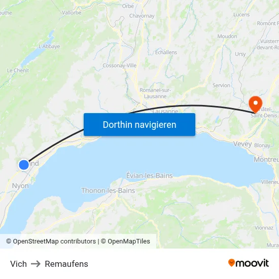 Vich to Remaufens map