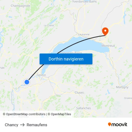 Chancy to Remaufens map