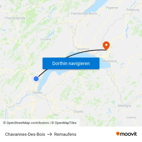 Chavannes-Des-Bois to Remaufens map