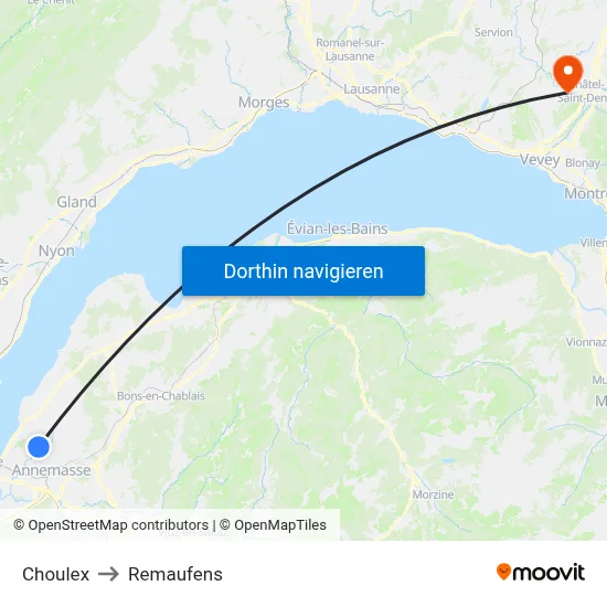 Choulex to Remaufens map