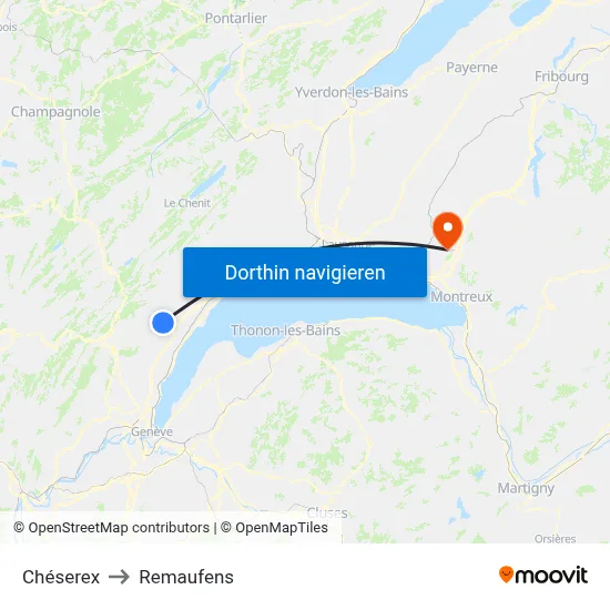 Chéserex to Remaufens map