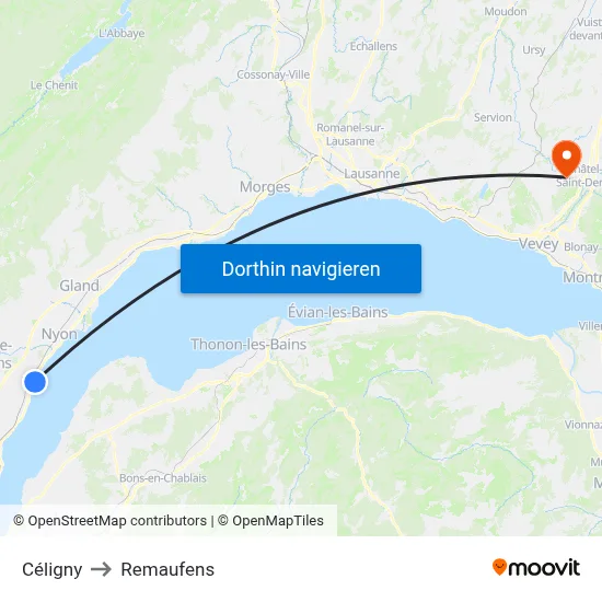 Céligny to Remaufens map