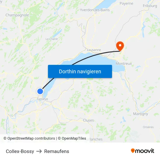 Collex-Bossy to Remaufens map