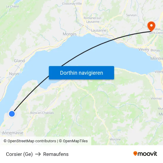 Corsier (Ge) to Remaufens map
