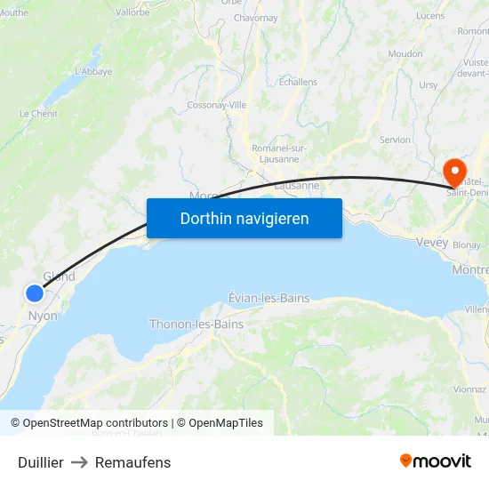 Duillier to Remaufens map